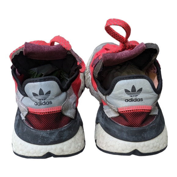 Adidas Nite Jogger sneaker neon red coral grey suede EUC mens 7.5 womens 9 - Picture 6 of 9